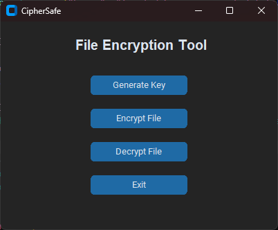 CipherSafe file encryption desktop application interface